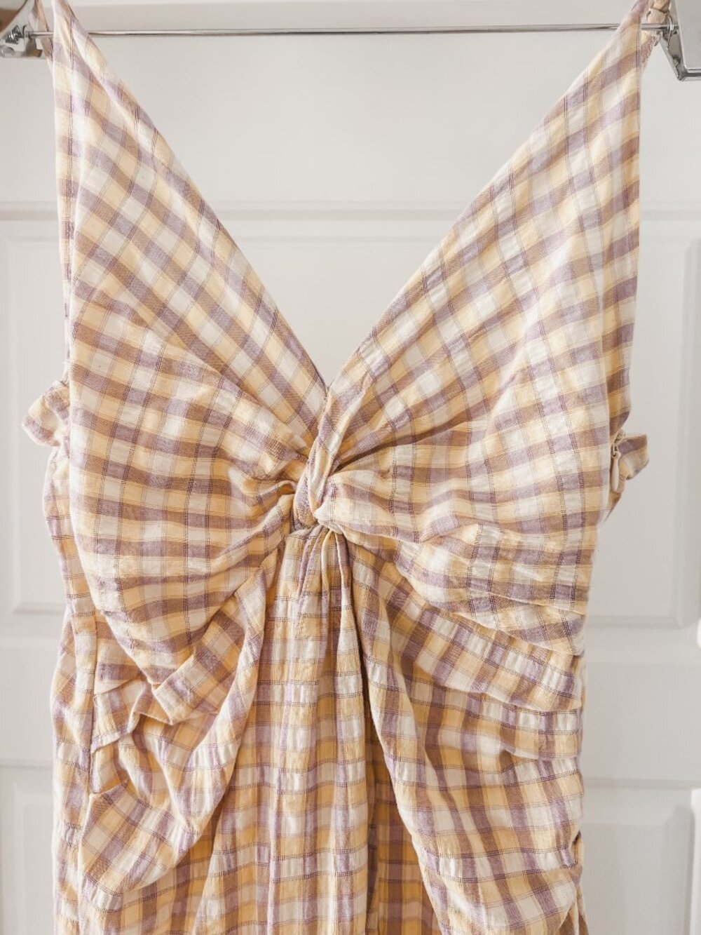 Zara Biege Gingham Midi Dress S - Picture 4 of 7